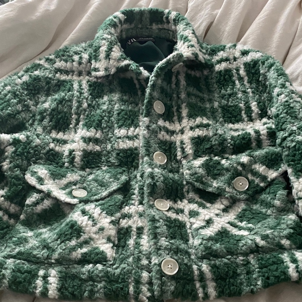 Zara Dark Green Fleece Jacket
